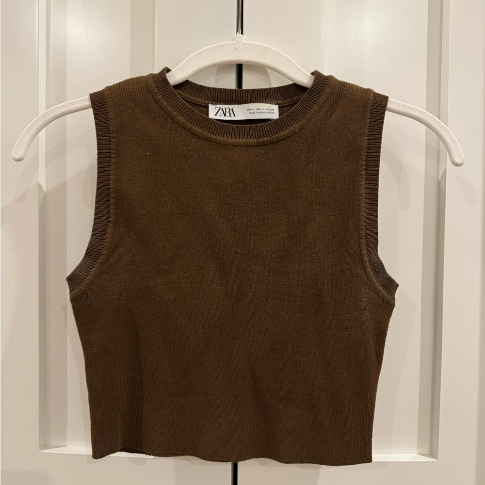 Zara Brown Sleeveless Top